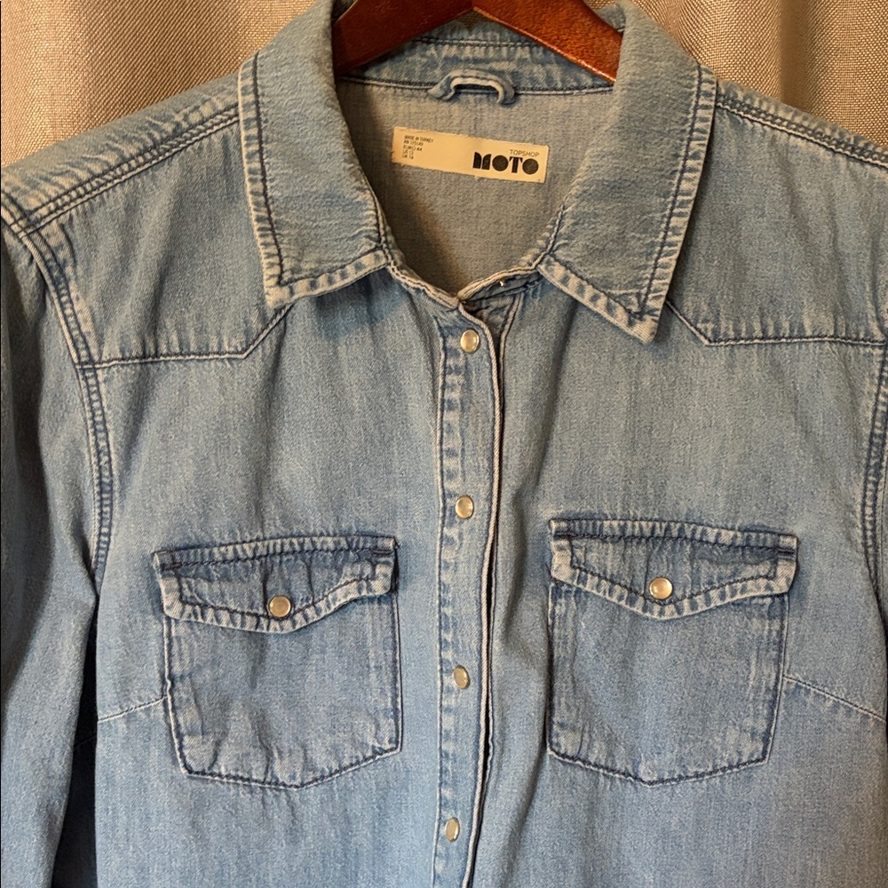 Topshop Moto Light Blue Denim Shirt